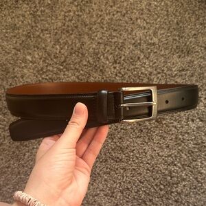NWT Perry Ellis Black Leather Belt with Silver Buckle